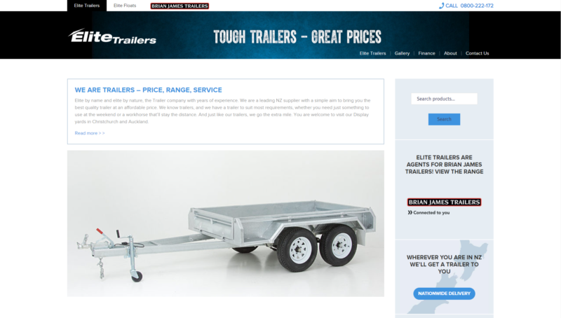 Elite Trailers - Vindiweb Ltd - Web Design Tauranga, Custom Development ...